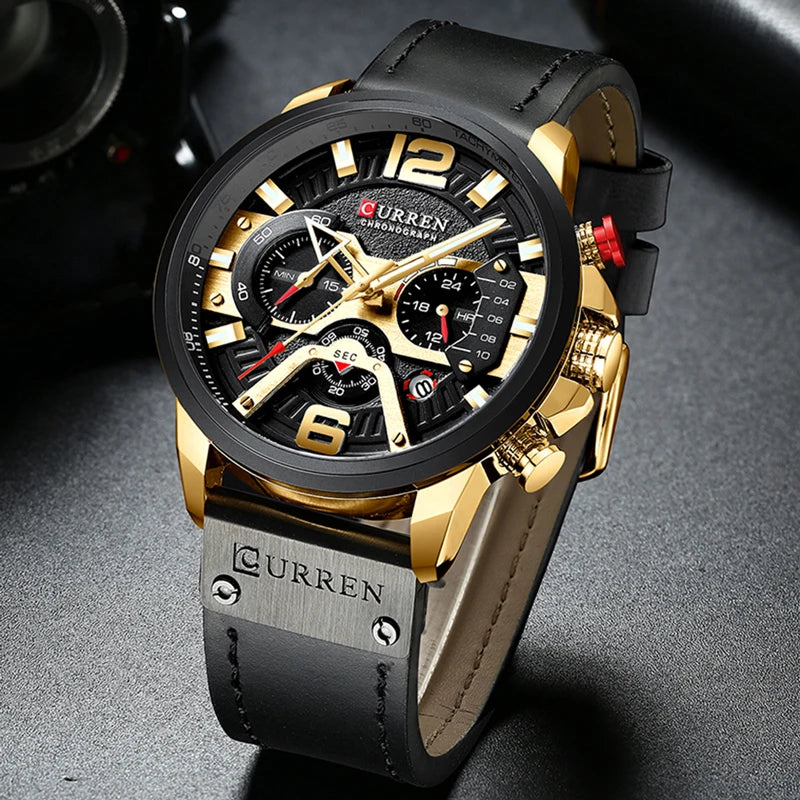 CURREN Casual Sport Watches for Men Top Brand Luxury Military Leather