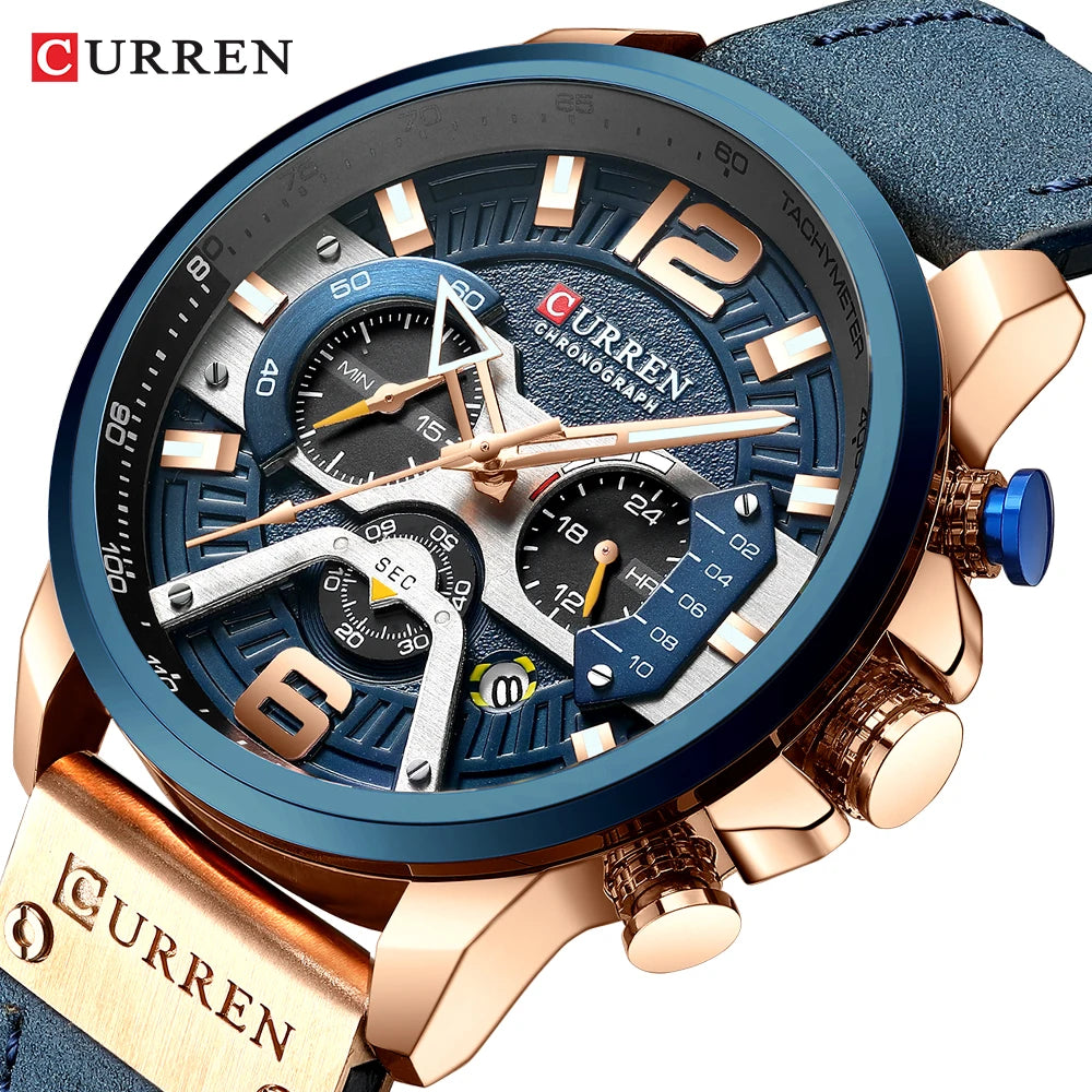 CURREN Casual Sport Watches for Men Top Brand Luxury Military Leather