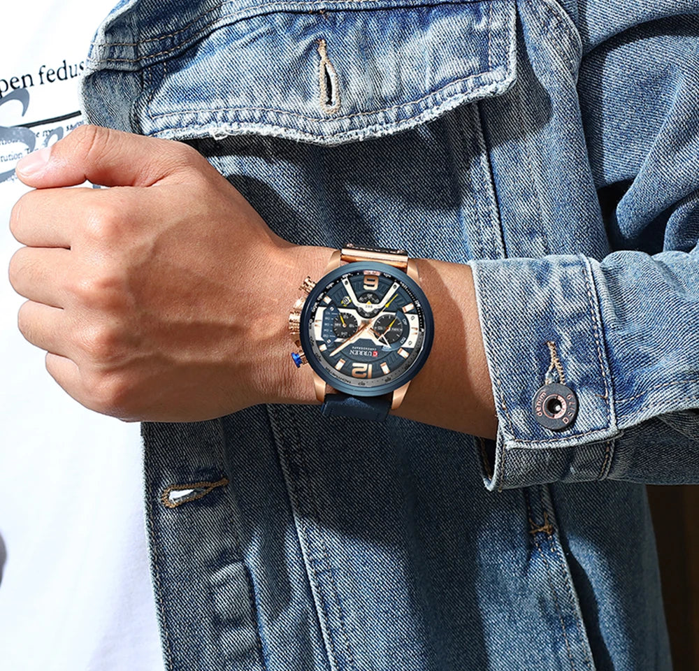 CURREN Casual Sport Watches for Men Top Brand Luxury Military Leather