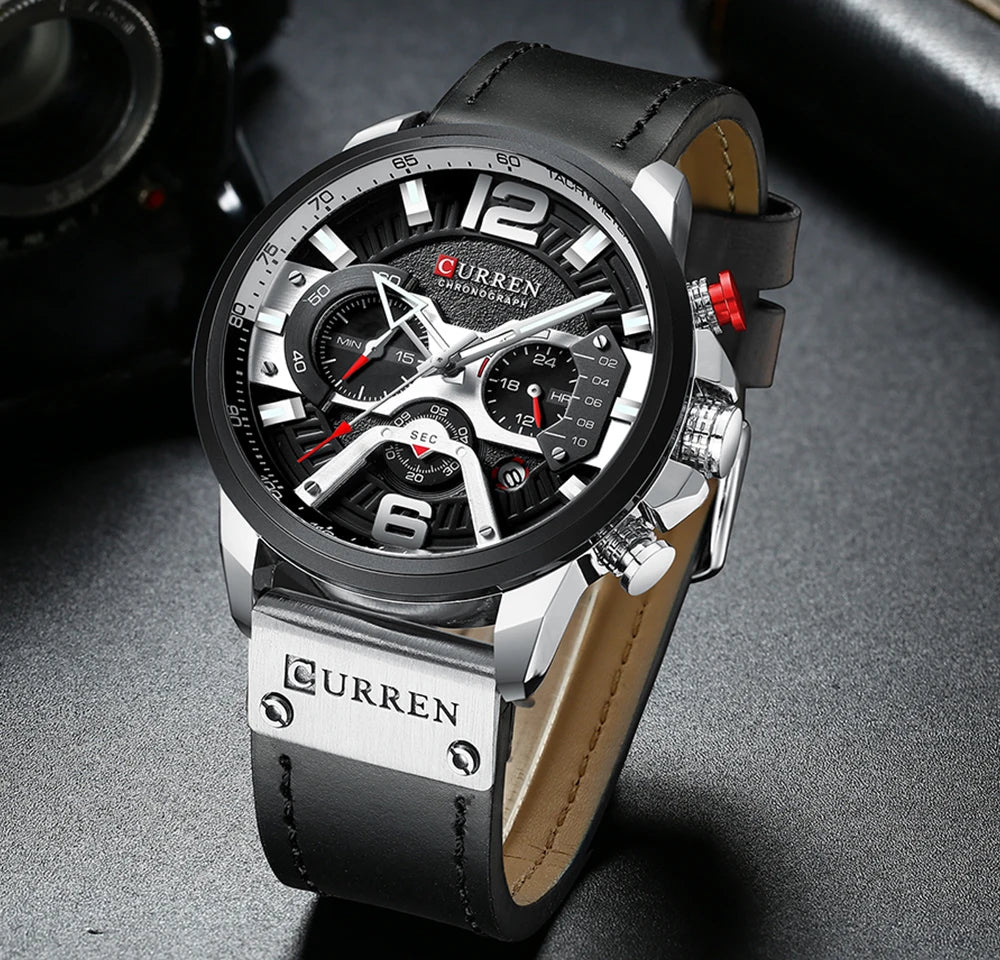 CURREN Casual Sport Watches for Men Top Brand Luxury Military Leather