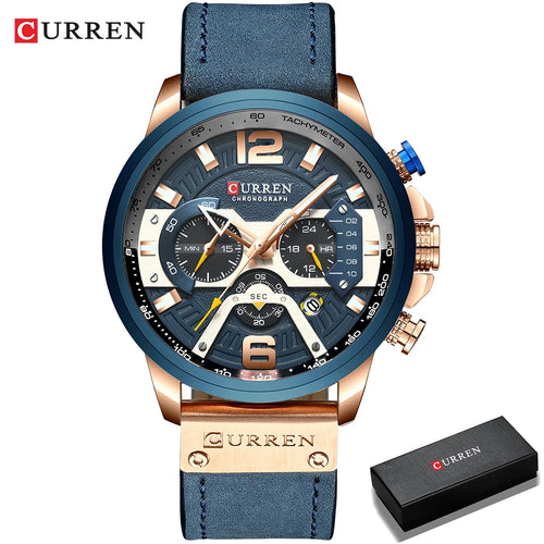 CURREN Casual Sport Watches for Men Top Brand Luxury Military Leather