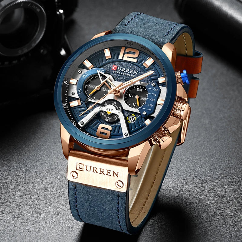 CURREN Casual Sport Watches for Men Top Brand Luxury Military Leather
