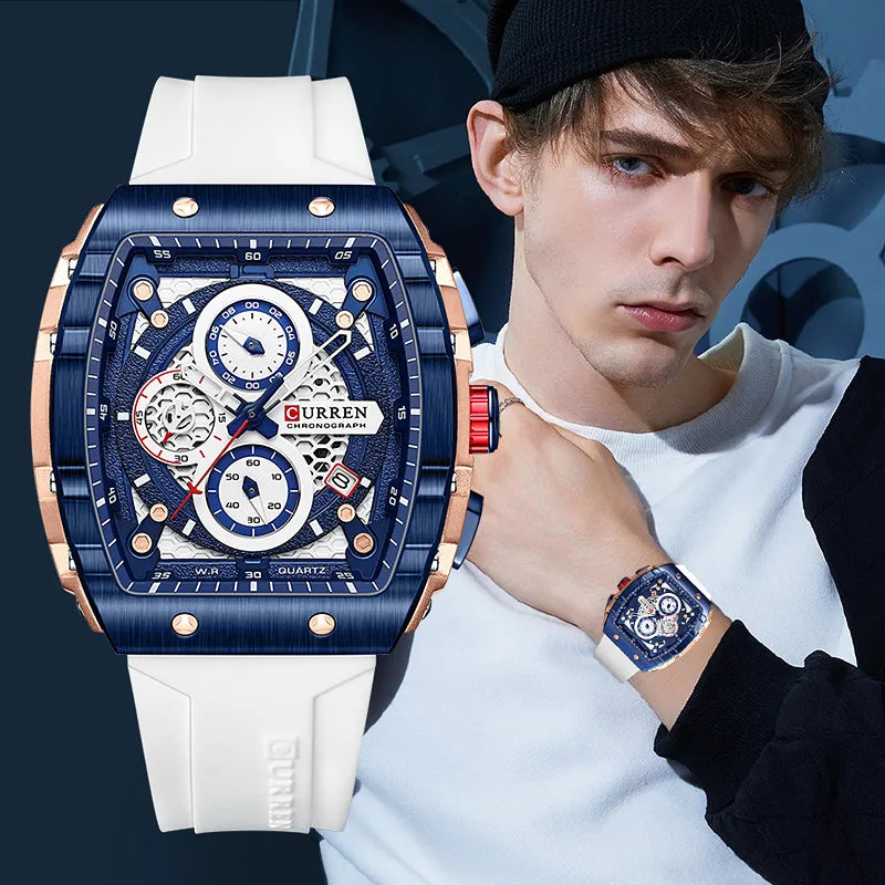CURREN Top Brand Men's Watches Luxury Square Quartz Wristwatch