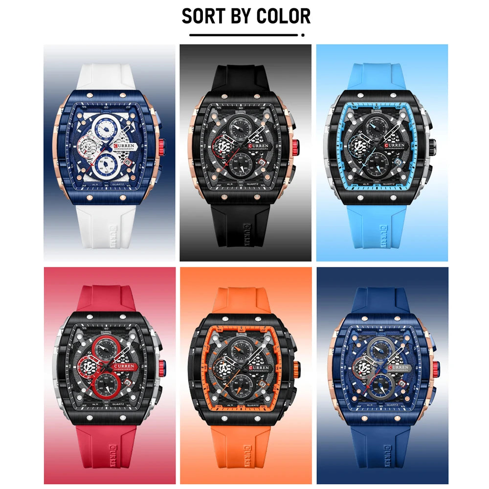 CURREN Top Brand Men's Watches Luxury Square Quartz Wristwatch