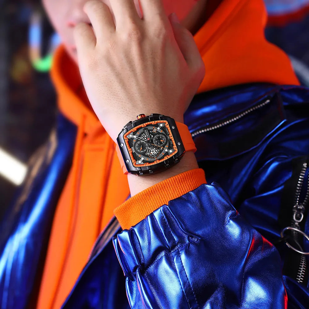 CURREN Top Brand Men's Watches Luxury Square Quartz Wristwatch