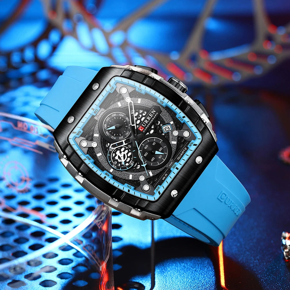 CURREN Top Brand Men's Watches Luxury Square Quartz Wristwatch