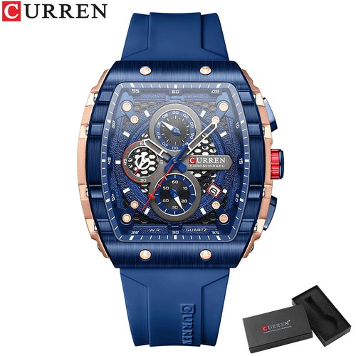 CURREN Top Brand Men's Watches Luxury Square Quartz Wristwatch
