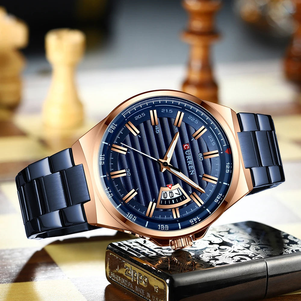Man Brand Luxury Watch Gold White Top Brand CURREN Watches Stainless