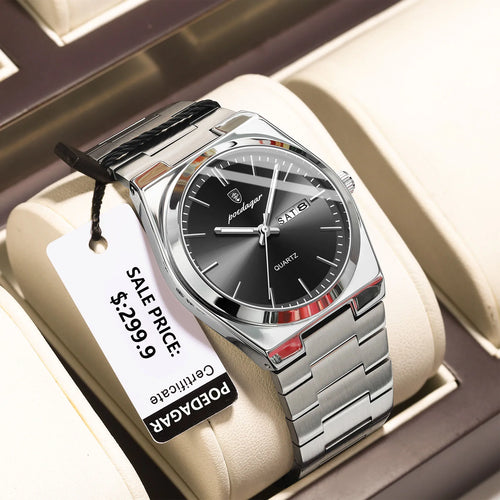 POEDAGAR Luxury Watches For Men Stainless Steel Waterproof Luminous