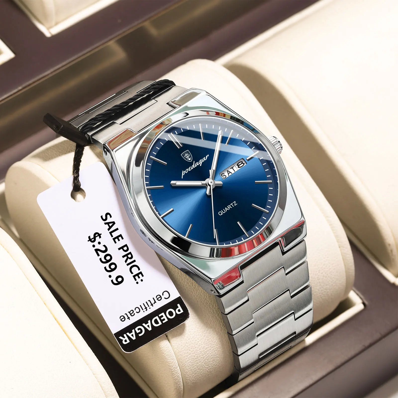 POEDAGAR Luxury Watches For Men Stainless Steel Waterproof Luminous