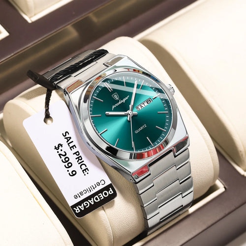 POEDAGAR Luxury Watches For Men Stainless Steel Waterproof Luminous