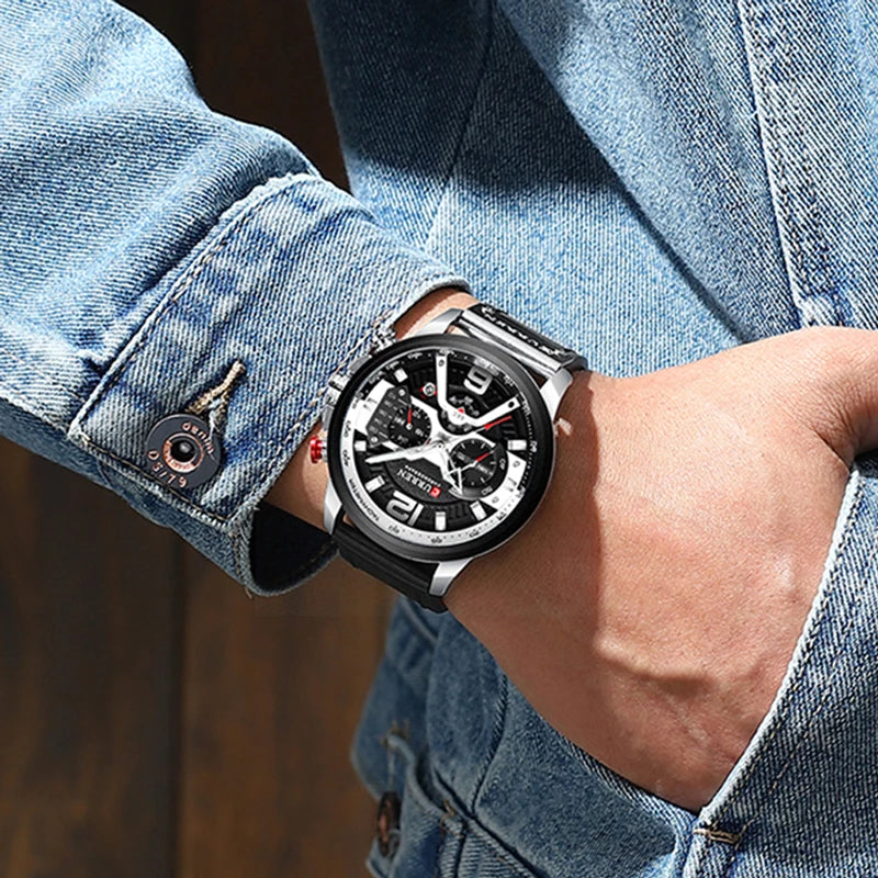 CURREN Casual Sport Watches for Men Top Brand Luxury Military Leather