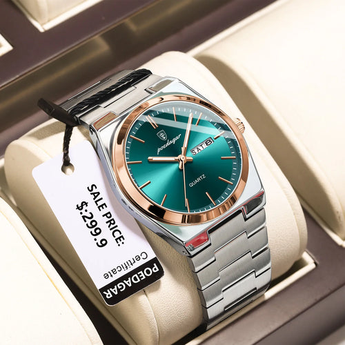 POEDAGAR Luxury Watches For Men Stainless Steel Waterproof Luminous