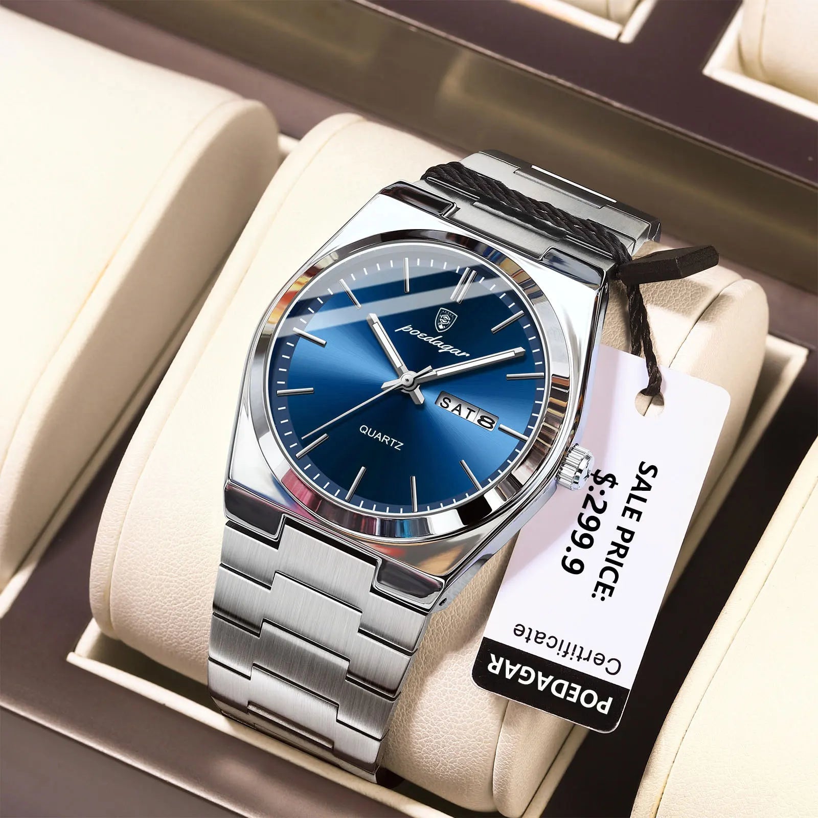POEDAGAR Luxury Watches For Men Stainless Steel Waterproof Luminous