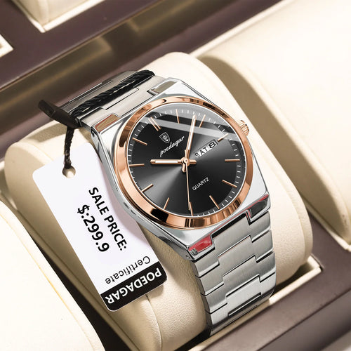 POEDAGAR Luxury Watches For Men Stainless Steel Waterproof Luminous