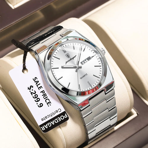 POEDAGAR Luxury Watches For Men Stainless Steel Waterproof Luminous