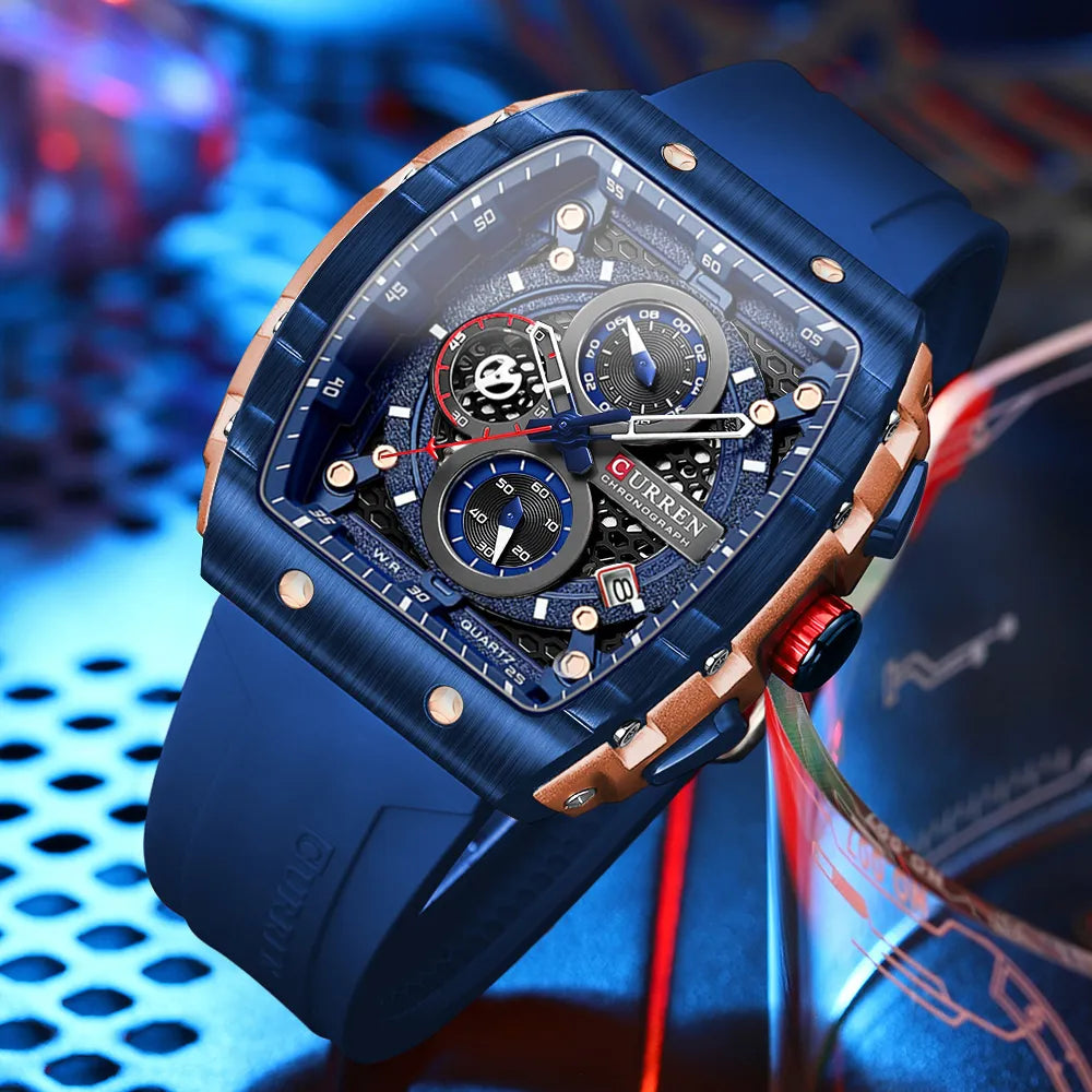 CURREN Top Brand Men's Watches Luxury Square Quartz Wristwatch